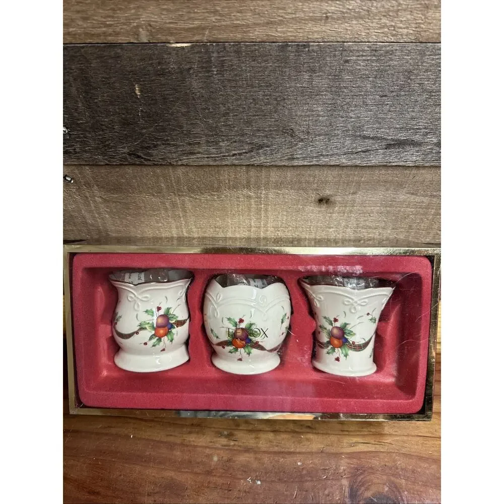 Lenox Holiday Tartan Votives Set of 3 In Box